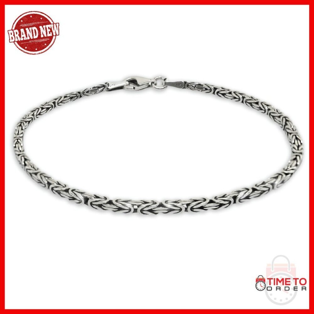 Sterling Silver Byzantine Link Bracelet 7" 8" 9" Lobster Clasp